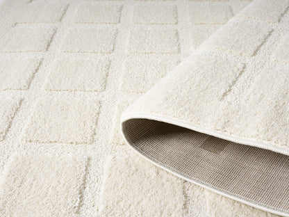 Aya Living Room Area Rugs - Embossed Cubed Design