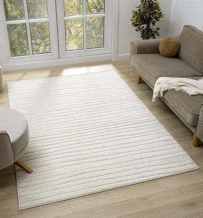 Aya Living Room Area Rugs - Embossed Lines Pattern