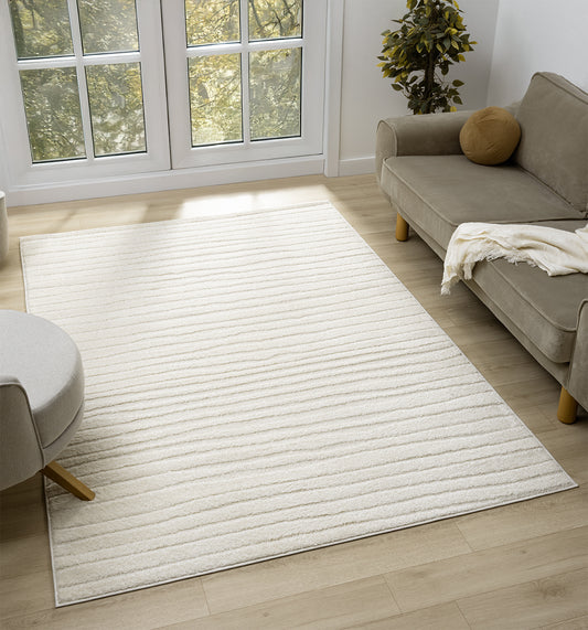 Aya Living Room Area Rugs - Embossed Lines Pattern