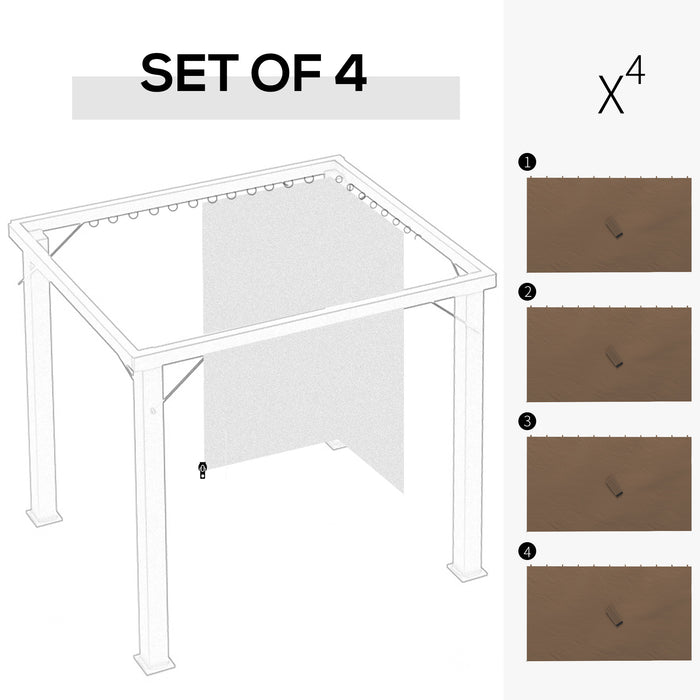 3 x 4(m) Universal Gazebo Replacement Sidewall Set, 4 Panels, Brown