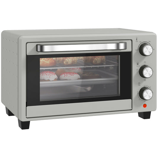 Mini Oven 21L Electric Grill w/ Adjustable Temp 1400W, Silver Tone