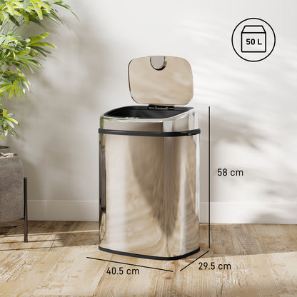 50L Sensor Bin, Stainless Steel Kitchen Bin with Automatic Close