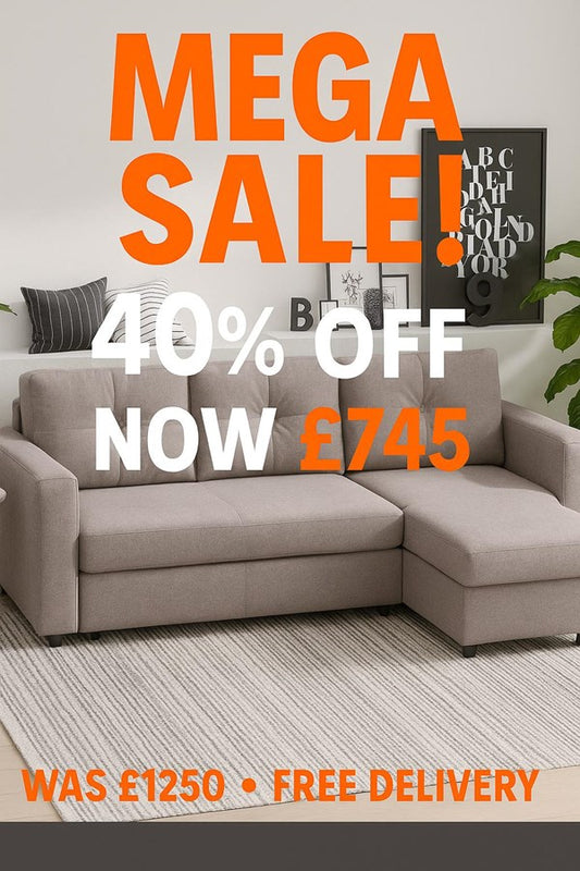 3 Seater Linen Look L-Shaped Corner Sofa, Pull Out Sofa with Storage Compartment In Grey - Hurry Limited Stock!