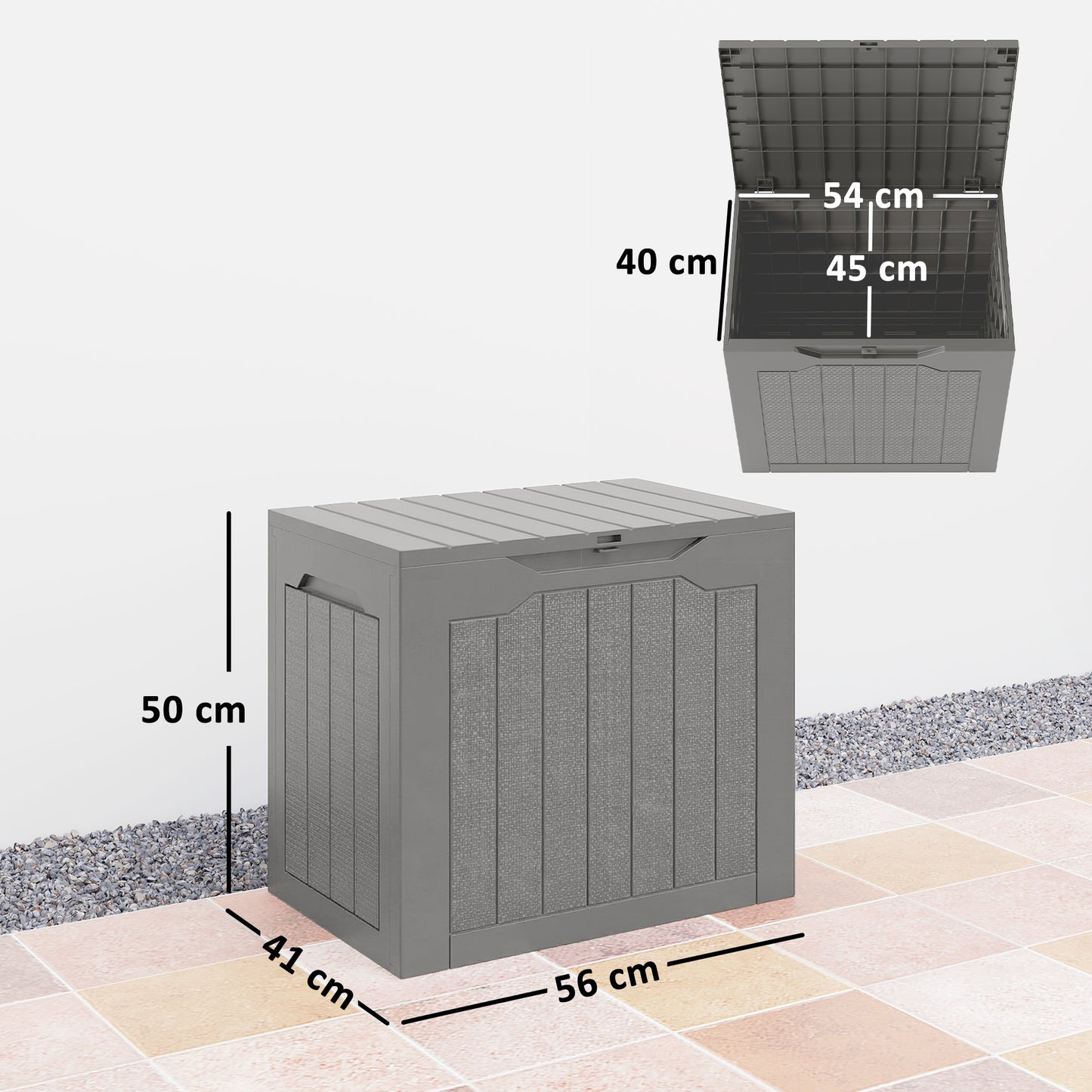 93L Plastic Garden Storage Box, Storage Container w/ Handles Khaki