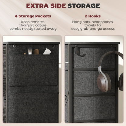 Fabric Chest of Drawers, 10 Drawer Dresser for Bedroom, Black