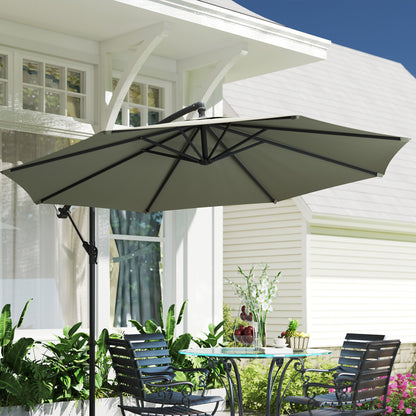 3(m) Cantilever Parasol Banana Umbrella w/ Crank, Light Grey