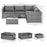 3 Pieces Rattan Garden Furniture 4 Seater Outdoor Patio Corner Sofa Chair Set with Coffee Table Thick Cushions Grey