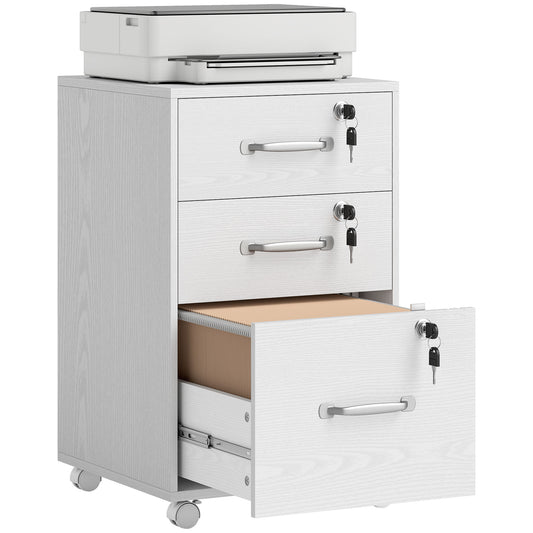 3 Drawer File Cabinet Rolling Filing Cabinet for A4 and Letter White