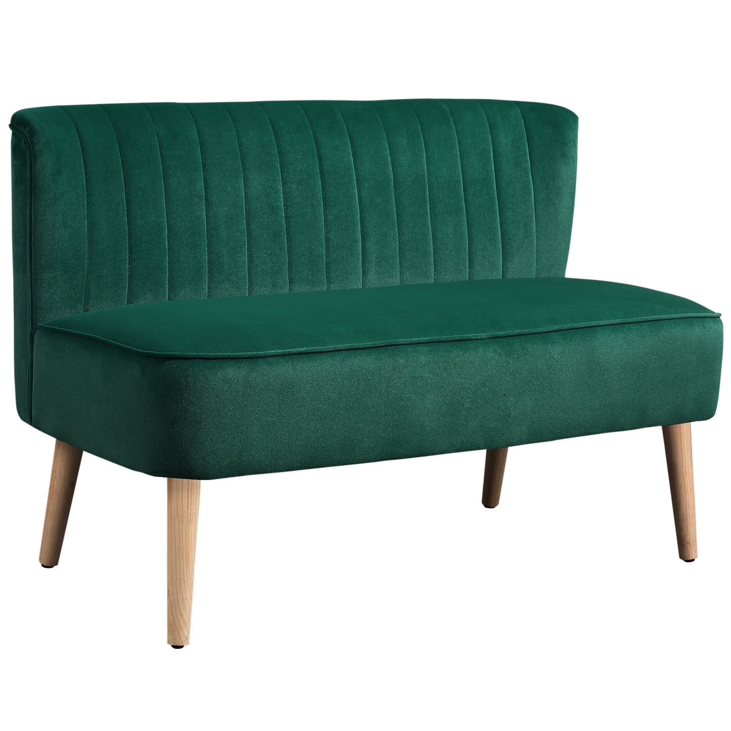 46" Loveseat Sofa 2 Seater Sofa with Padded Seat, Dark Green