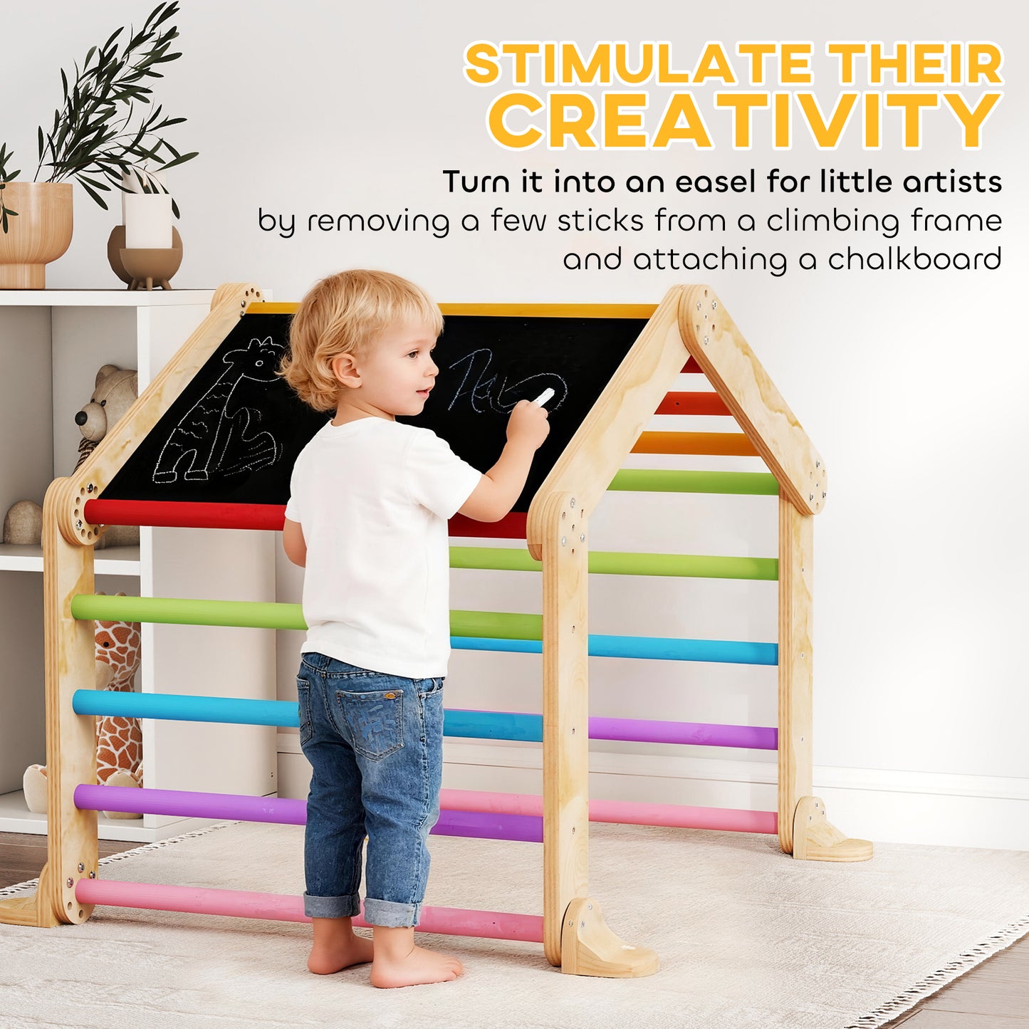 9 in 1 Climbing Frame with Ramp, Slide, Arch, Ladder, Blackboard