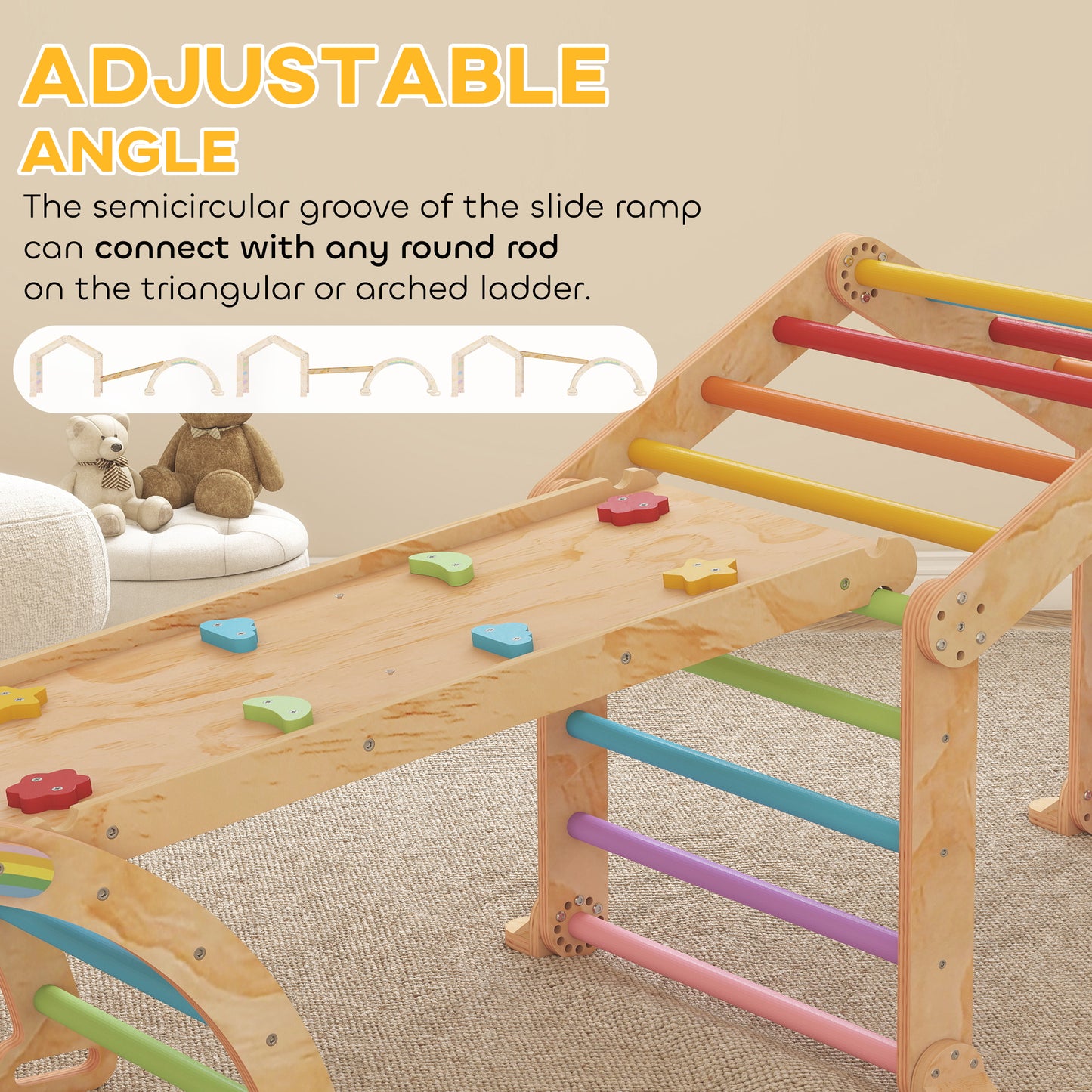 9 in 1 Climbing Frame with Ramp, Slide, Arch, Ladder, Blackboard