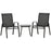 3 Pieces Outdoot Bistro Set, Patio Stackable Armchairs with Breathable Mesh Fabric and PSC Board Coffee Table, Black