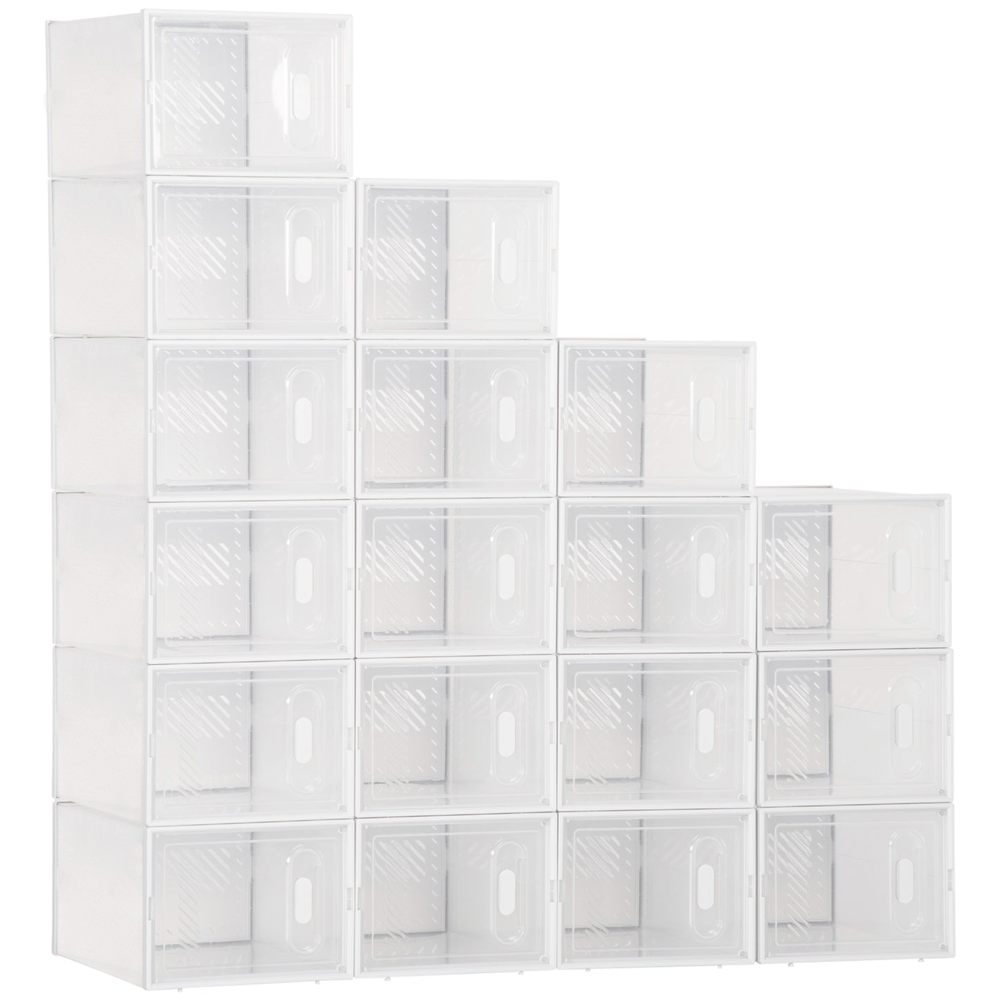 18PCS Stackable Clear Plastic Shoe Storage Box for UK/EU Size 8.5/43