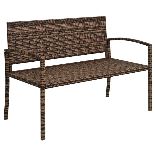 Patio Rattan 2 Seater Garden Bench Love Seat Garden Armchair Brown