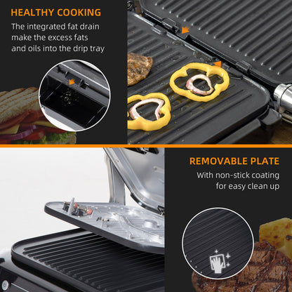 Health Grill & Panini Press, 2100W w/ 180° Flat Open 8 Automatic Settings