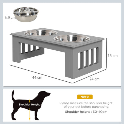 Raised Dog Bowls Pet Feeder Raised Elevated Stainless Steel Food Grey