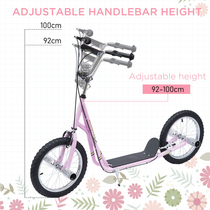 Youth Scooter Adult Teen Push Scooter Kids Children Stunt Scooter Bike Bicycle Ride On 16" Pneumatic Tyres , Pink