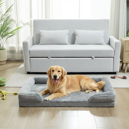 Dog Sofa Bed, Washable Pet Bed with Non-Slip Bottom, Grey