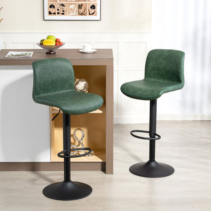 Barstools Set of 2, Dining Stools with Backrest and Footrest, Green