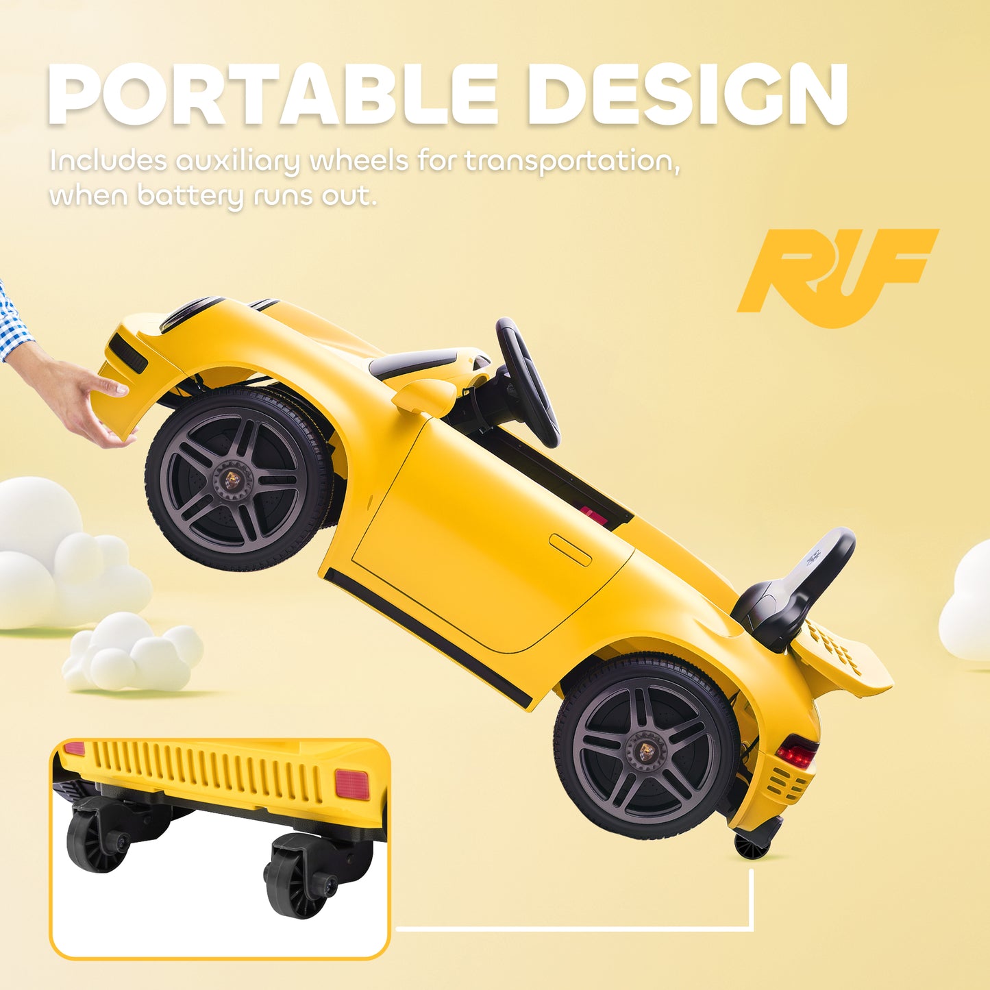Battery Powered Kids Electric Car with Remote Control, Yellow