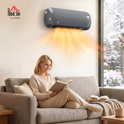Ceramic Electric Heater 2000W with Fan, Wall Mounted, Grey