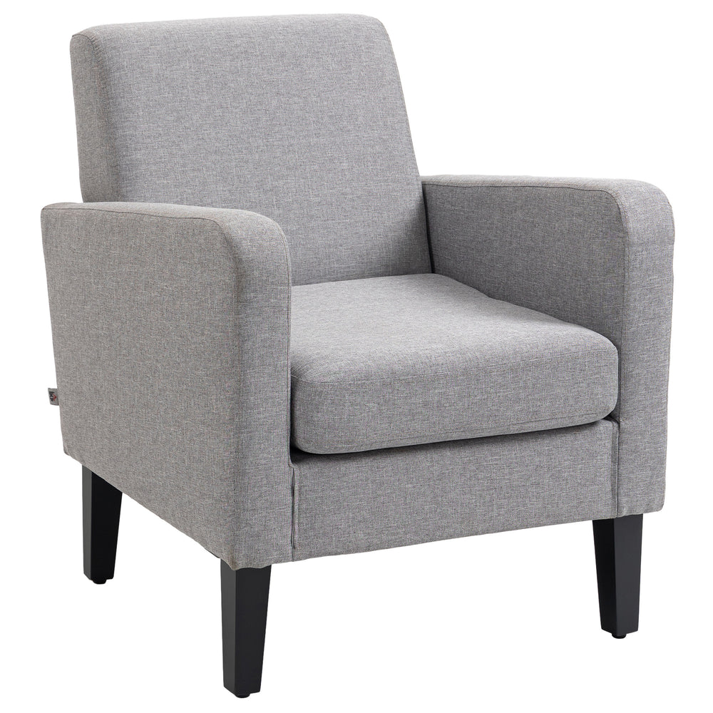 Modern Accent Chair, Occasional Chair with Rubber Wood Legs for Living Room, Bedroom, Grey