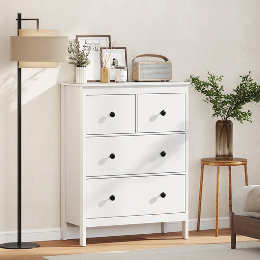 Modern Chest of Drawers, 4 Drawer Dresser for Bedroom, White