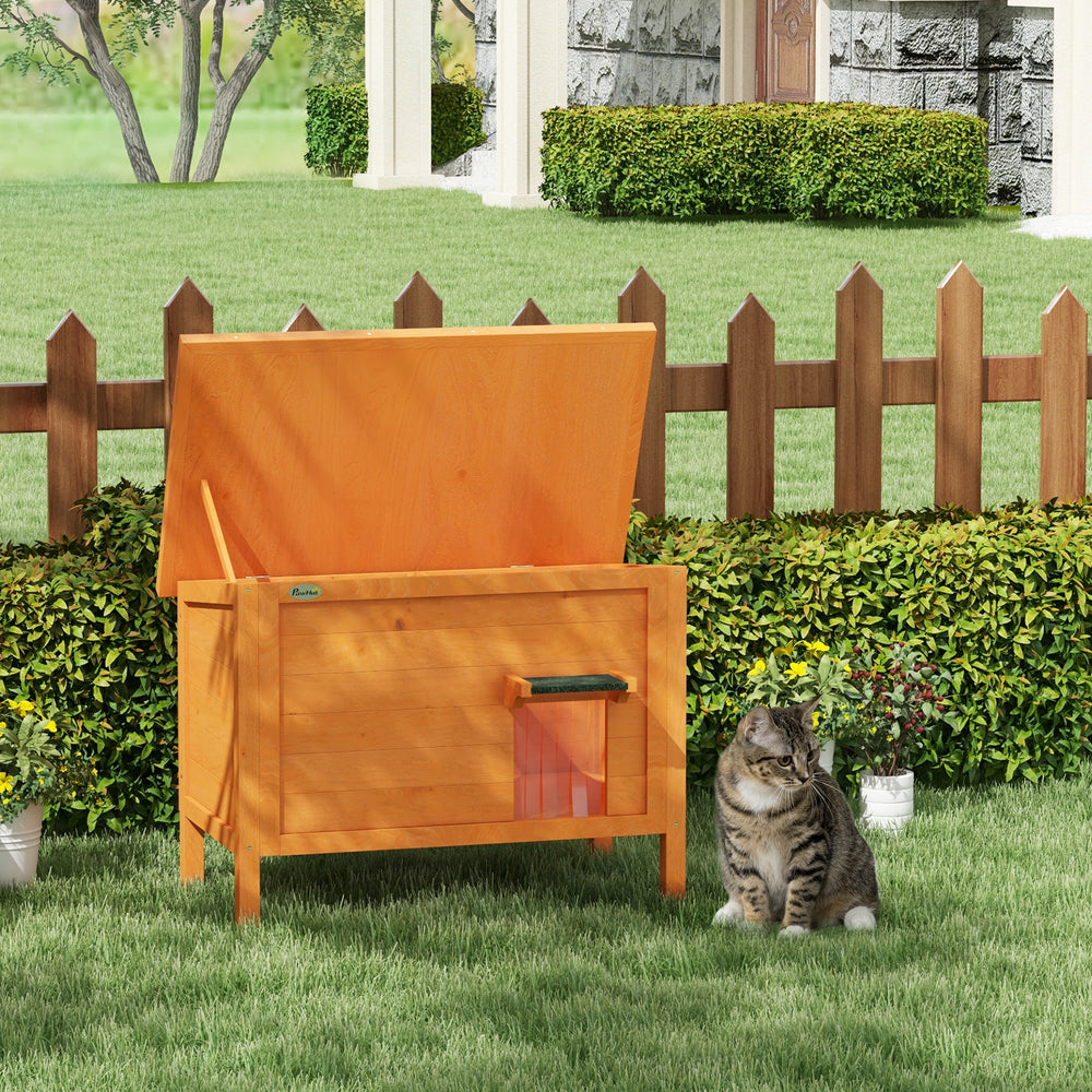 Outdoor Feral Cat House Insulated w/ Openable Roof - Orange