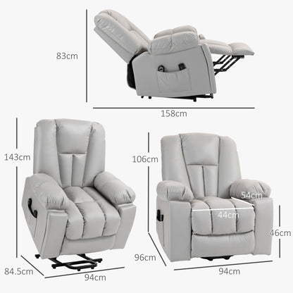 Riser and Recliner Chair for Elderly, Quick Assembly, Light Grey
