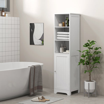 Freestanding Bathroom Tall Cabinet with Adjustable Shelf, White