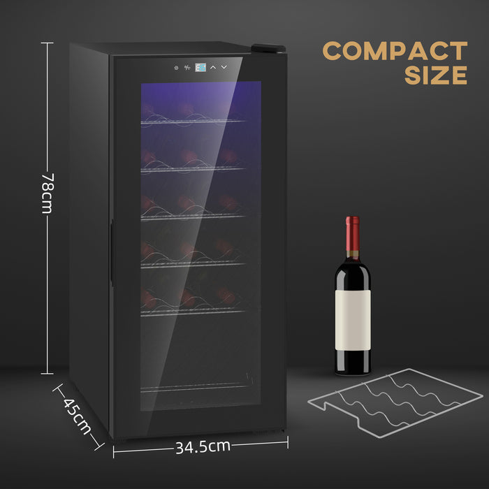 50L Undercounter Wine Cooler Fridge with LED Light Glass Door 18 Bottles