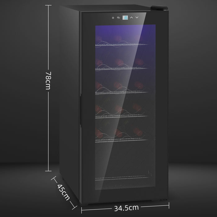 50L Undercounter Wine Cooler Fridge with LED Light Glass Door 18 Bottles