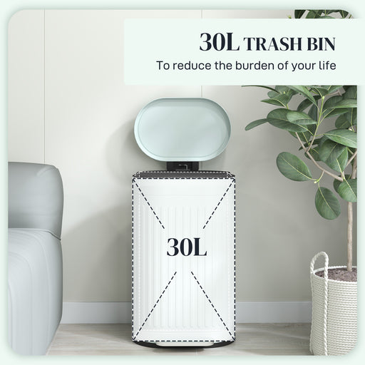 30L Pedal Bin, Metal Kitchen Bin with Soft-close Lid, Light Green