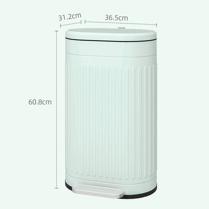 30L Pedal Bin, Metal Kitchen Bin with Soft-close Lid, Light Green
