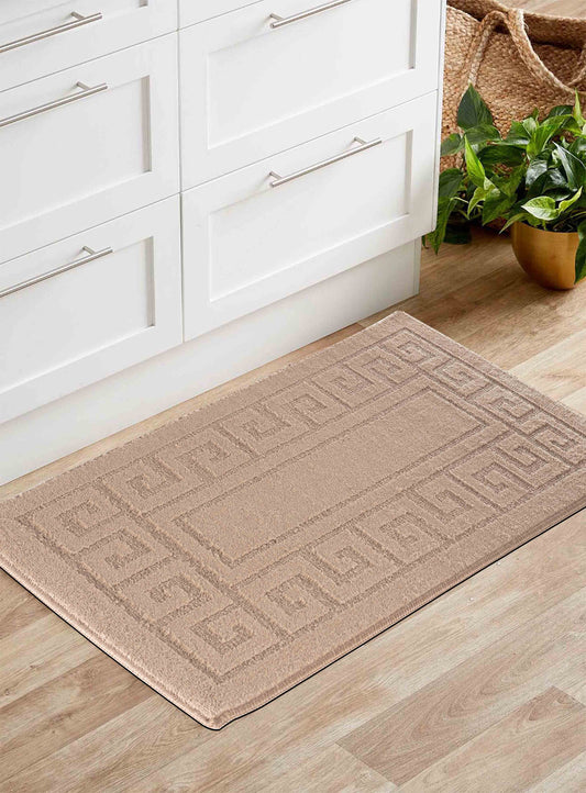 Ivy Anti-Slip Greek Key Design Doormat – Machine Washable for Easy Care - 5 Colours Available