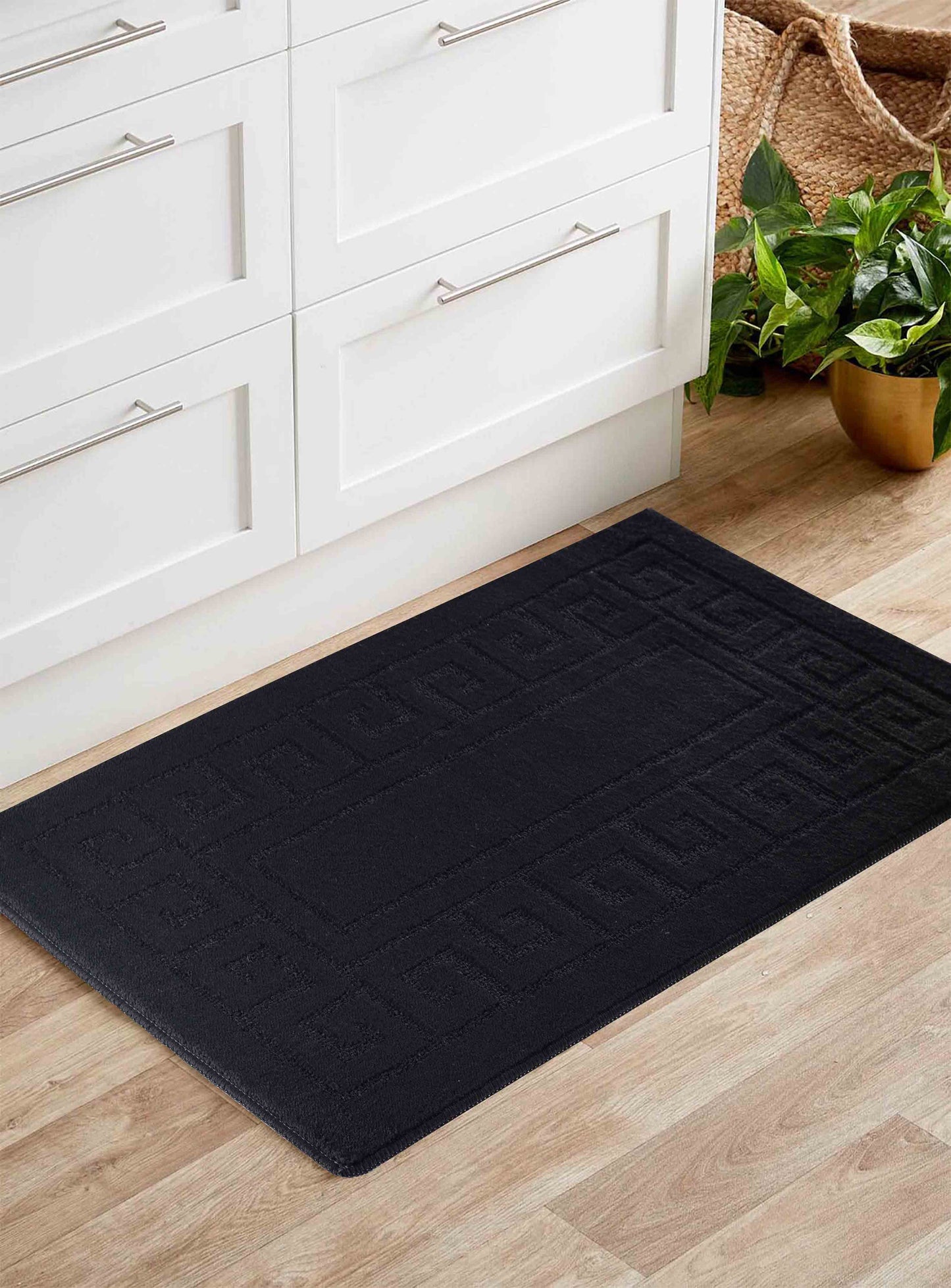 Ivy Anti-Slip Greek Key Design Doormat – Machine Washable for Easy Care - 5 Colours Available