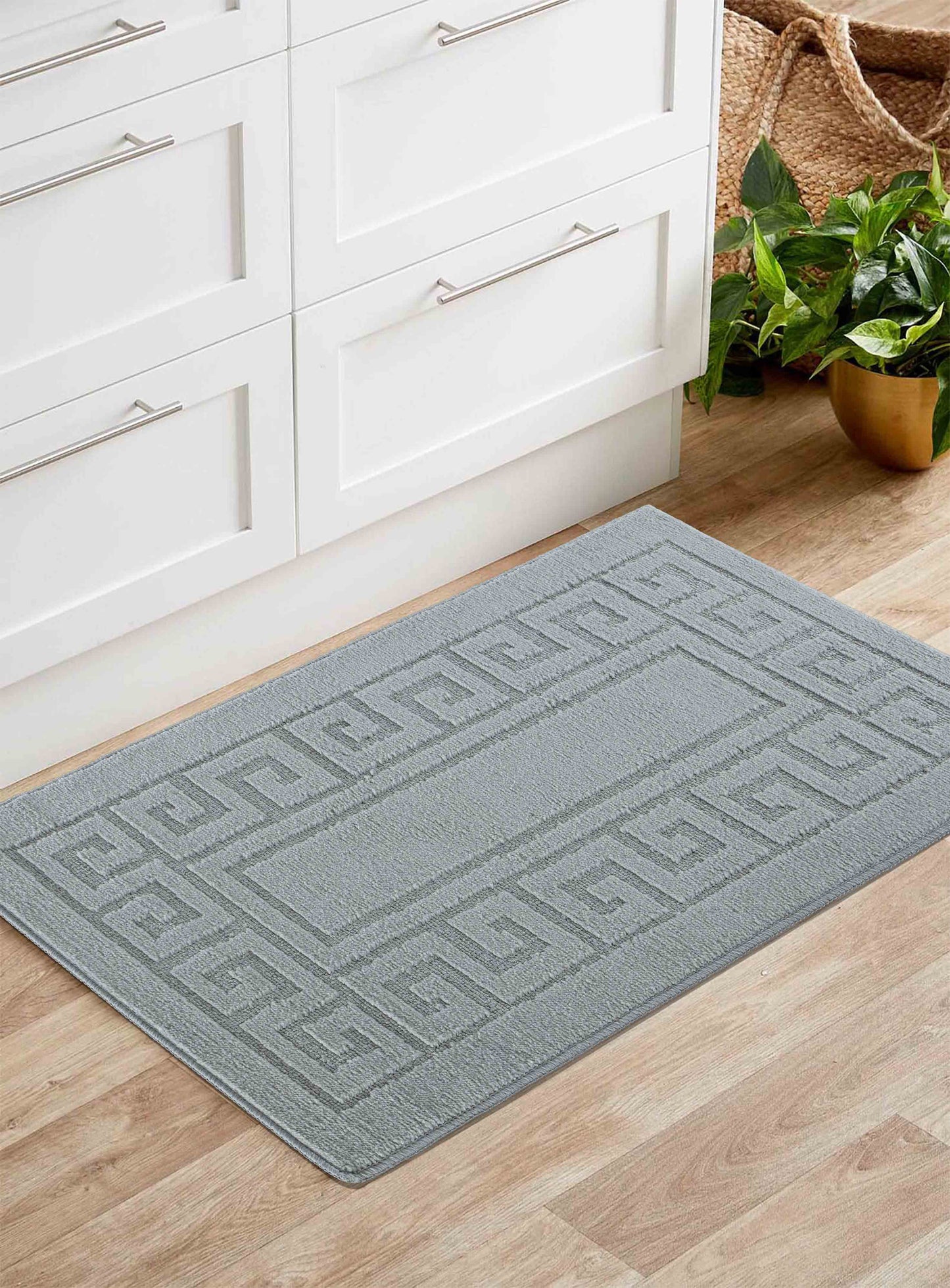 Ivy Anti-Slip Greek Key Design Doormat – Machine Washable for Easy Care - 5 Colours Available