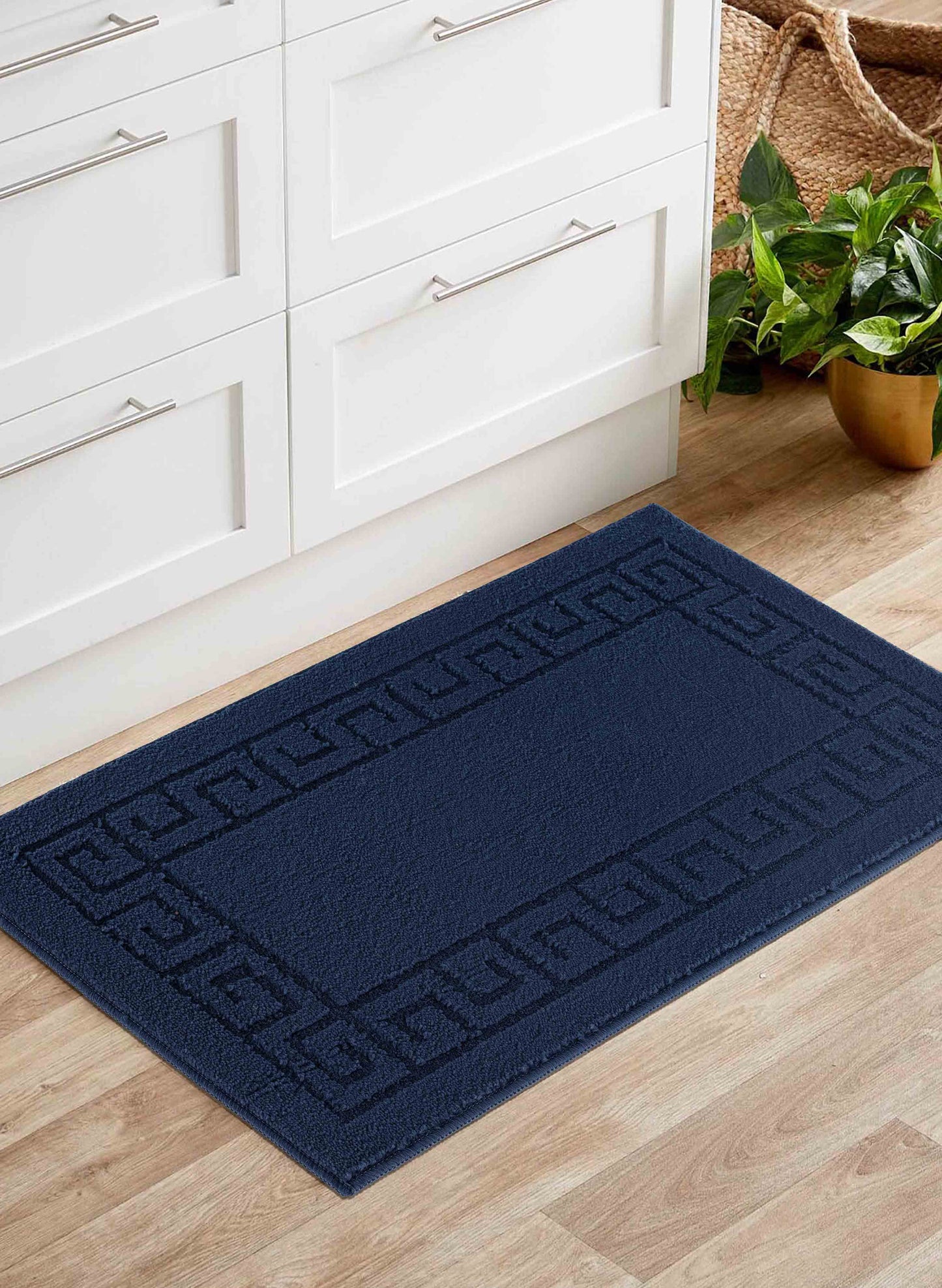 Ivy Anti-Slip Greek Key Design Doormat – Machine Washable for Easy Care - 5 Colours Available