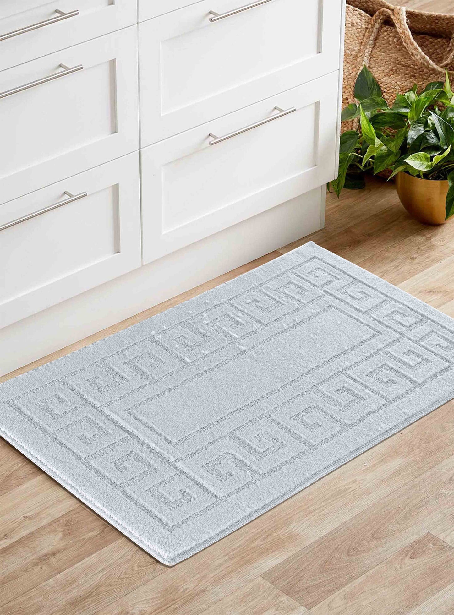 Ivy Anti-Slip Greek Key Design Doormat – Machine Washable for Easy Care - 5 Colours Available