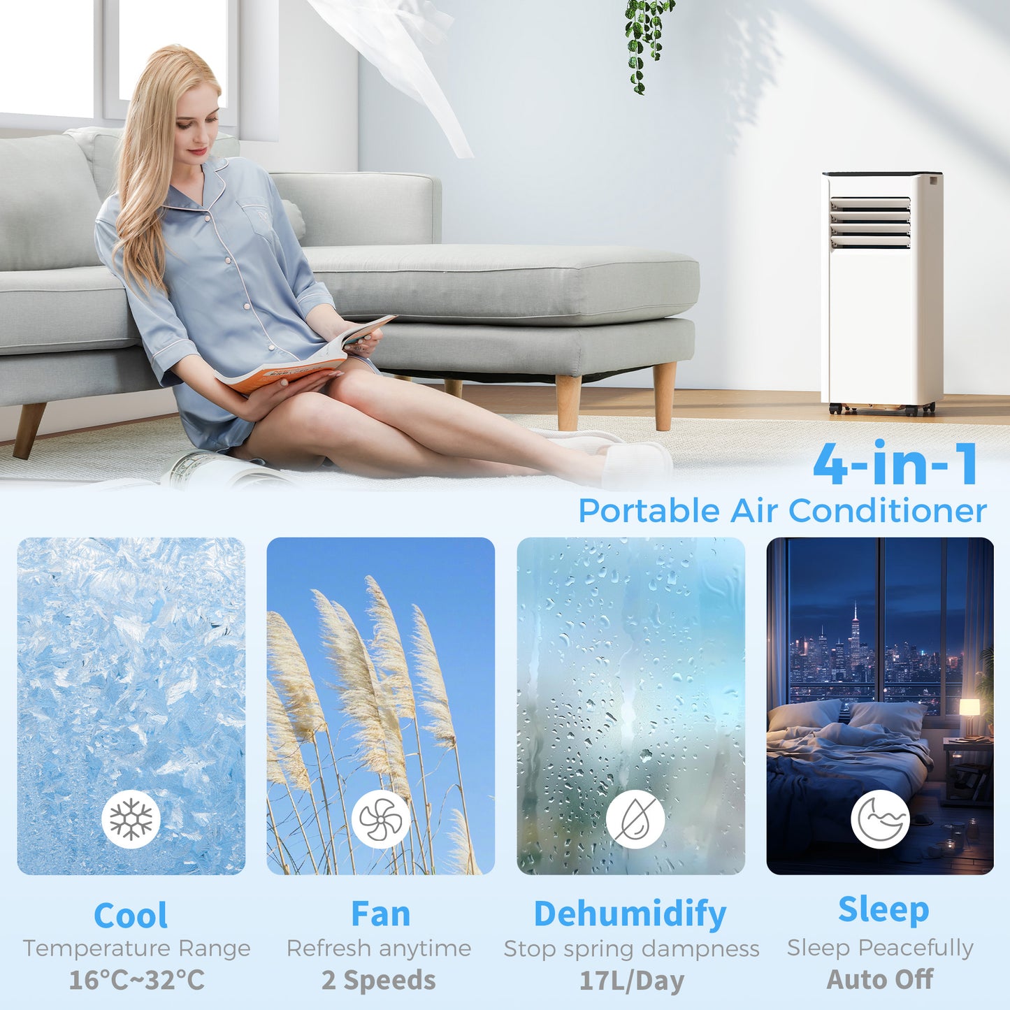 Portable Air Conditioner 5000 BTU, 4-in-1 Air Conditioning Unit