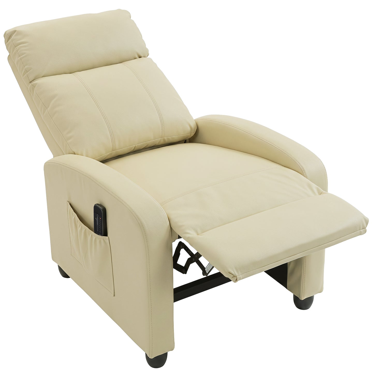 Recliner Sofa Chair PU Leather Massage Armcair w/ Remote, Cream White