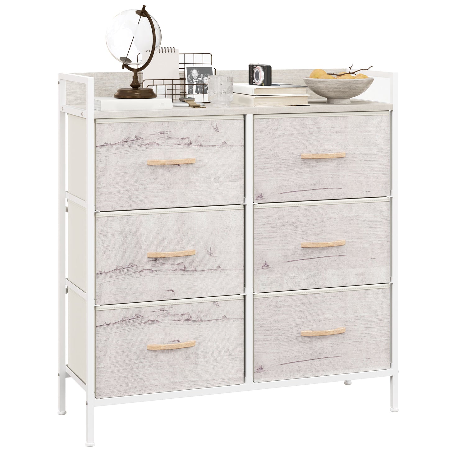 Bedroom Chest of Drawers 6 Drawer Dresser w/ Shelf, Natural