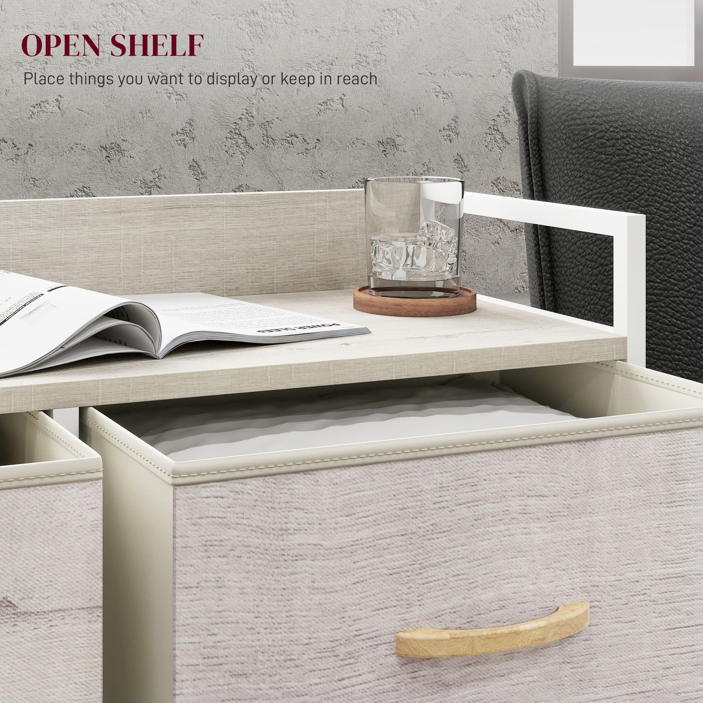 Bedroom Chest of Drawers 6 Drawer Dresser w/ Shelf, Natural