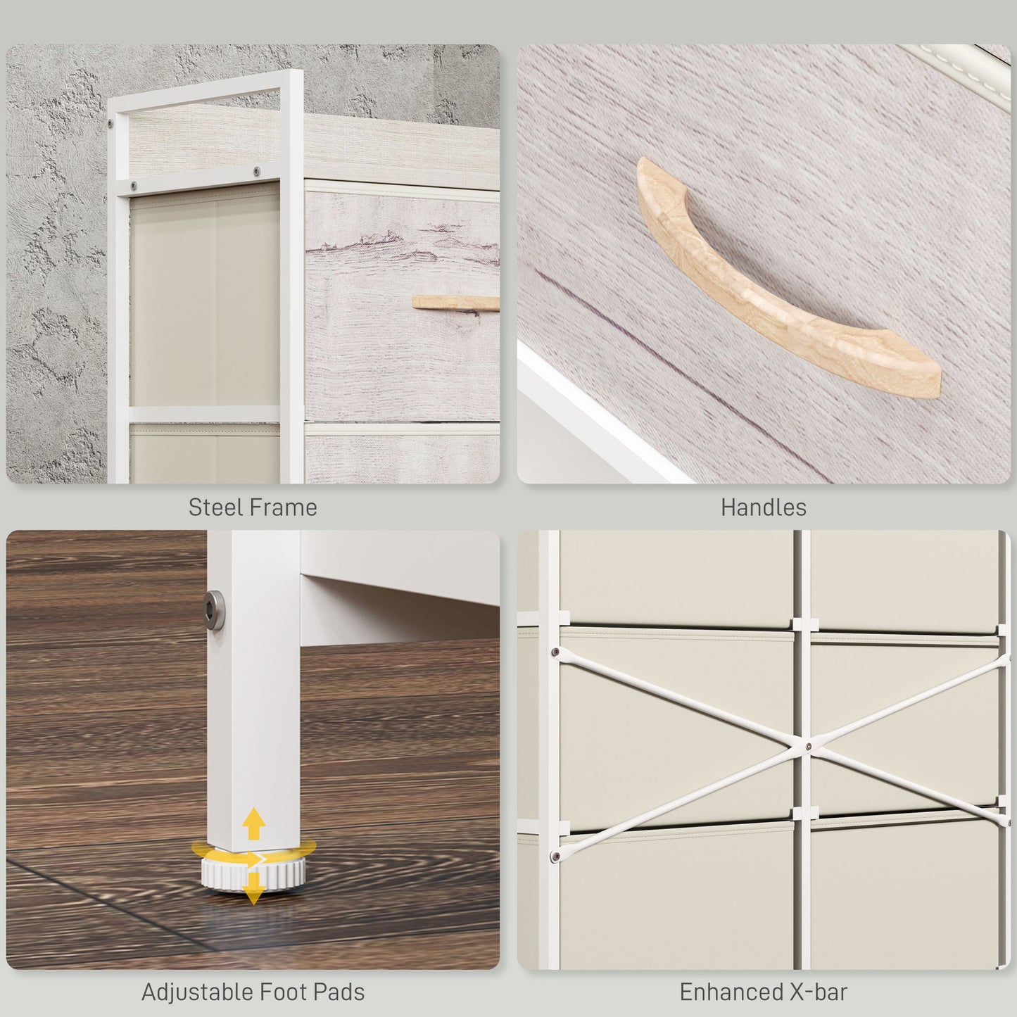 Bedroom Chest of Drawers 6 Drawer Dresser w/ Shelf, Natural