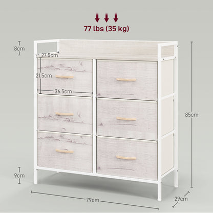 Bedroom Chest of Drawers 6 Drawer Dresser w/ Shelf, Natural