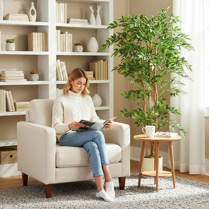 180cm Artificial Ficus Tree, Decorative Artificial Plant with Solid Wood Trunk and Pot for Indoor Living Room Home Office Decor, Green