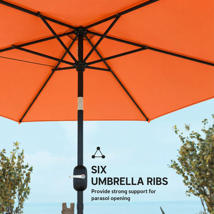 2.6M Garden Parasol Umbrella with Aluminium Pole, Tilt, Crank