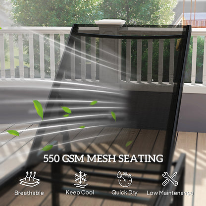 Sun Lounger, 5-Level Reclining Sun Lounger Chair, Black