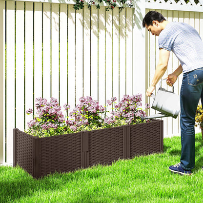 Plastic Planter Box Kit, Modular Raised Bed for Flowers, Herbs