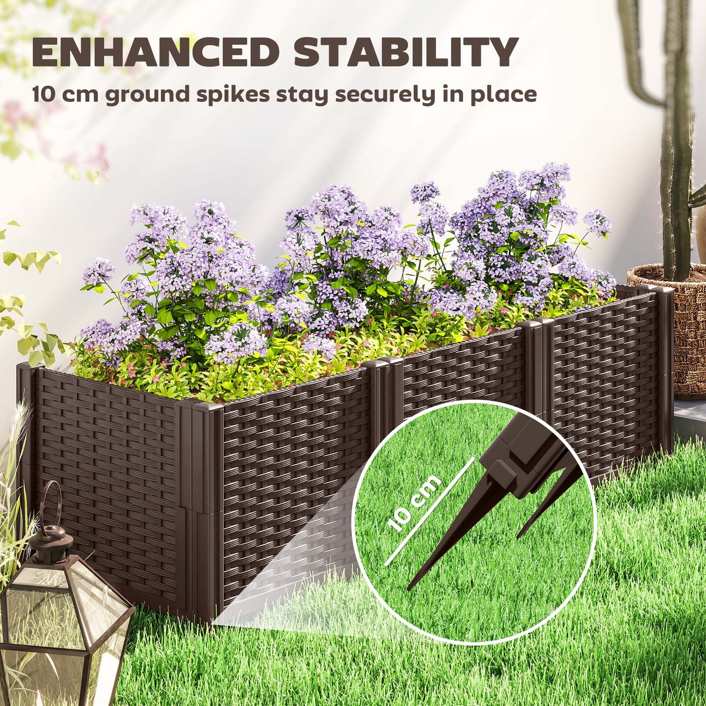 Plastic Planter Box Kit, Modular Raised Bed for Flowers, Herbs